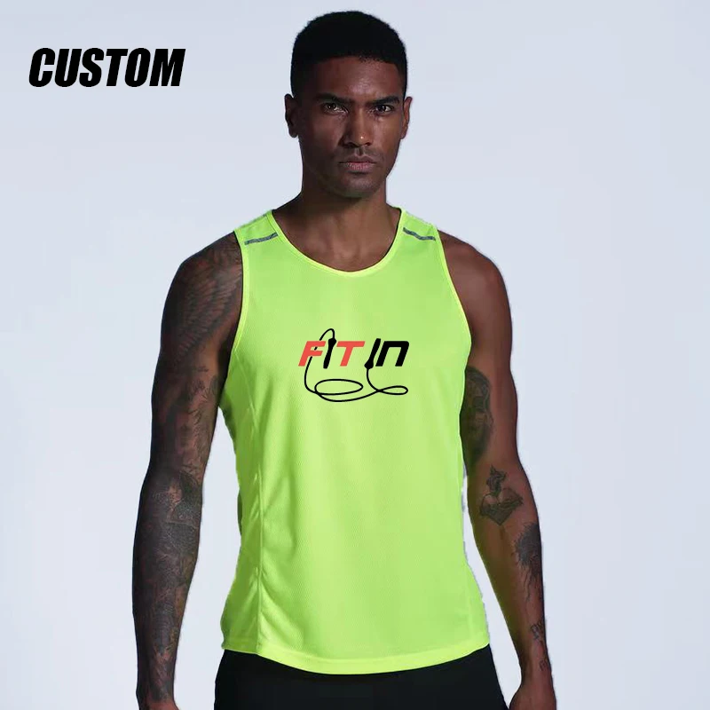 Custom fitness clothing men sportwear undershirt print logo mens gym stringer tank top woman Running vest