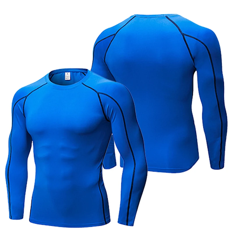

Men Compression Fitness Training Shirt Tight Sports Gym Bodybuilding Long Sleeve T-Shirt Black Running Tight Gym Shirt
