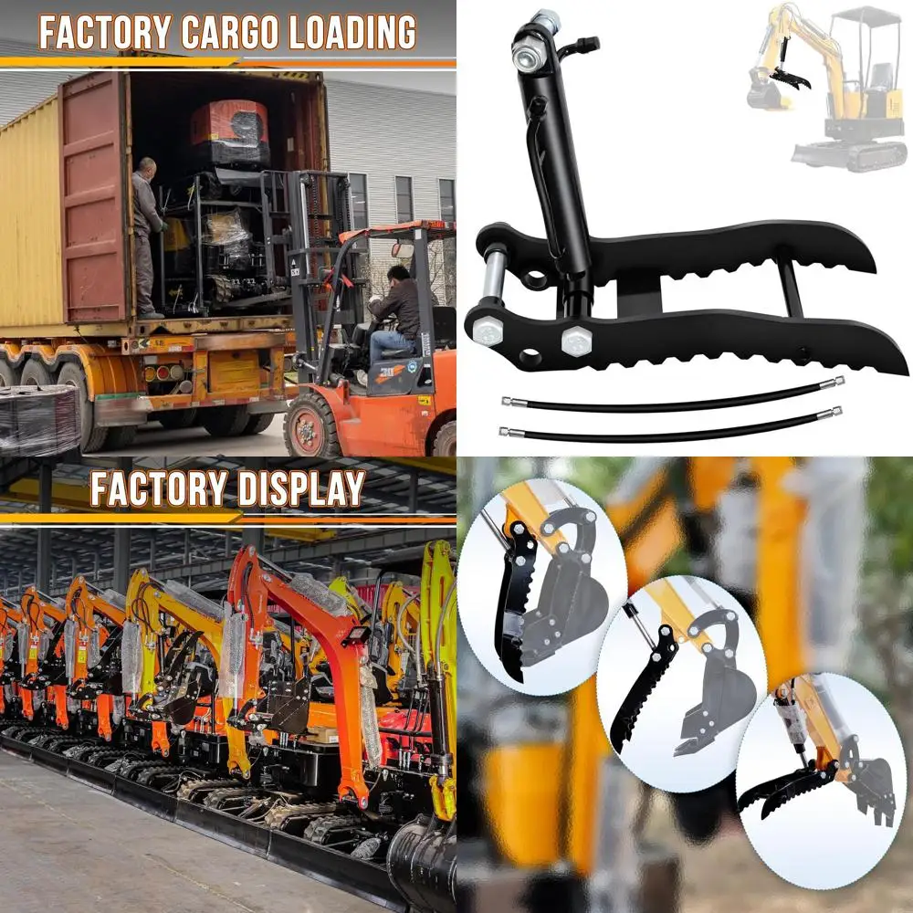 

Mini Hydraulic Thumb Clip for 0.8-1.5 Ton Excavators, Single Hole Metal Grab, Includes 2 M14 Hoses & Screws