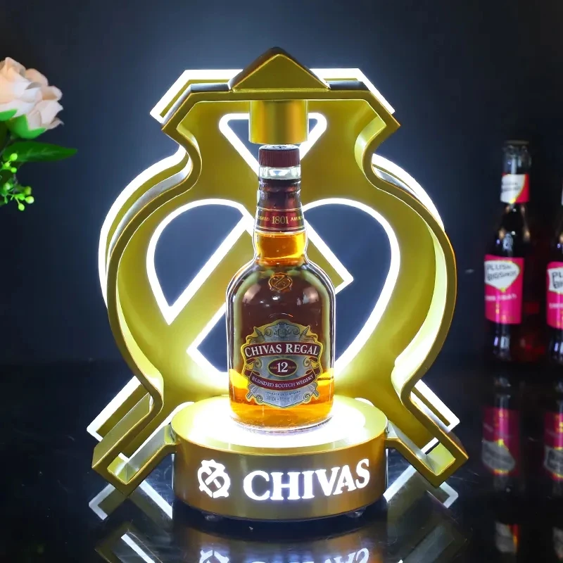 

Luxury Brand New Chivas Regal Whisky Bottle Glorifier Royal Bottles Presenter LED Wine Display Rack Table Stand for Nightclub