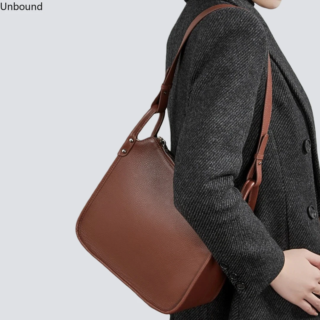 

Genuine Leather Womens Top Grain Cowhide Vintage Tote Bag Shoulder Crossbody Large Capacity Commuter Versatile Trendy Designer