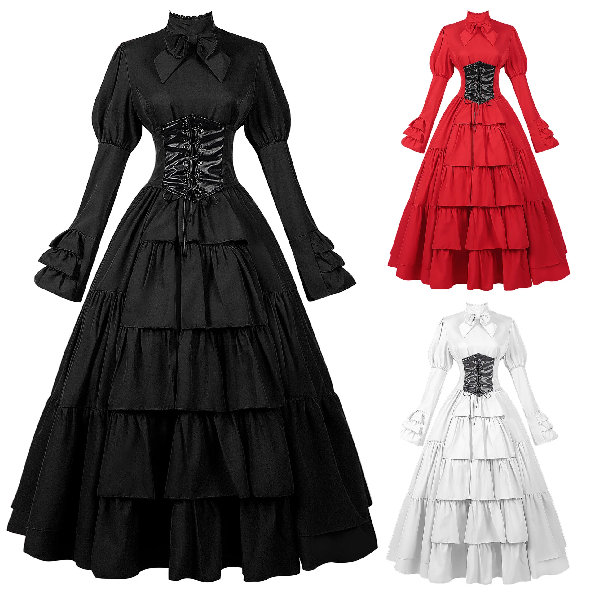 

New loween Long Women's Dr Medieval Renaissance Sle Costume Chinese Production 2025 Summer Collection