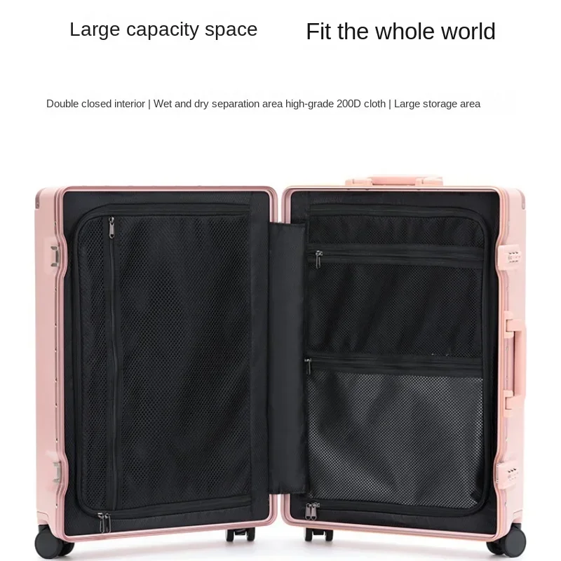 Valise à roulettes avec cadre en aluminium pour hommes et femmes, ensembles de bagages, sac à roulettes, roues côtelées, étui de voyage, plus récent, 20 ", 24", 26"