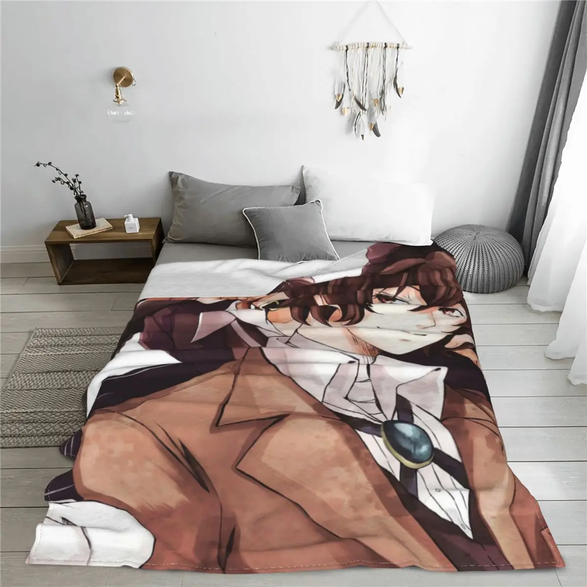 Anime Bungo Stray Dogs Blankets Coral Fleece Plush Manga Japanese Chuuya Breathable Soft Throw Blanket for Bed Travel Rug Piece