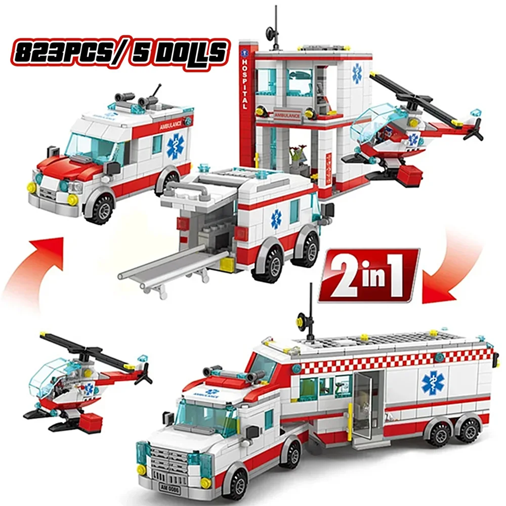 New Compatible Doctor City Hospital Emergency Rescue Helicopter Toys Model Building Blocks Bricks Children Christmas Gift Set