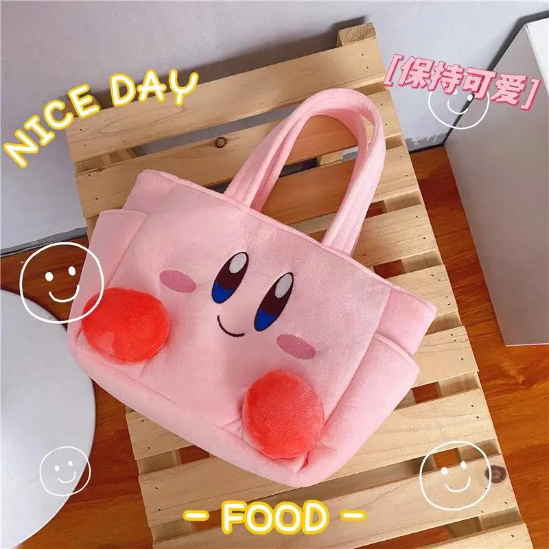 Kirby bolsa de ombro anime fofa doce meninas moda boneca de pelúcia bolsa de armazenamento de dopamina estudante almoço bento bolsa presentes de aniversário