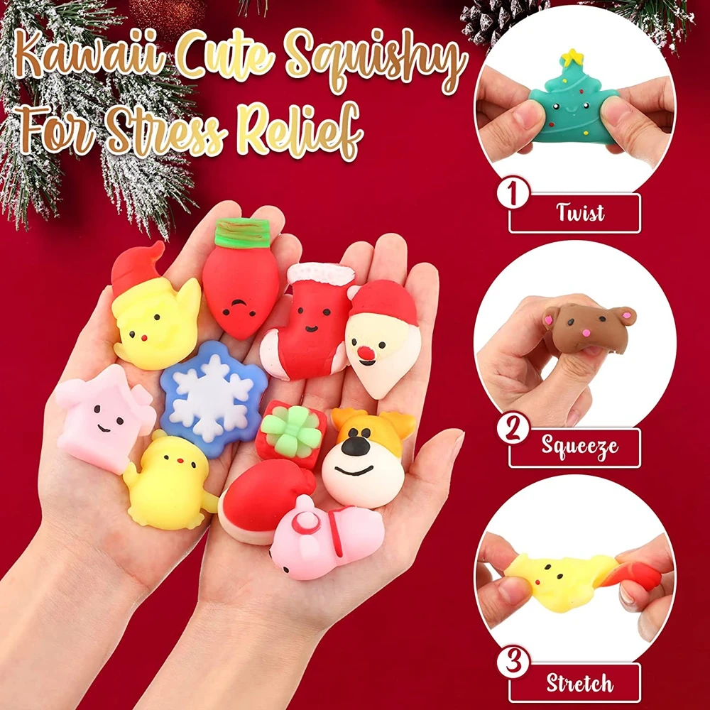 5/10pcs Kids Christmas Gifts Cute Mini Christmas Mochi Squishy Dolls Fun Antistress Squeeze Toys Christmas Party Children Favors