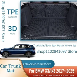 Car Rear Trunk Mats For BMW X3 iX3 G01 G08 2017-2025 Waterproof Trunk Carpets Storage Pads Cargo Liner Auto Interior Accessories