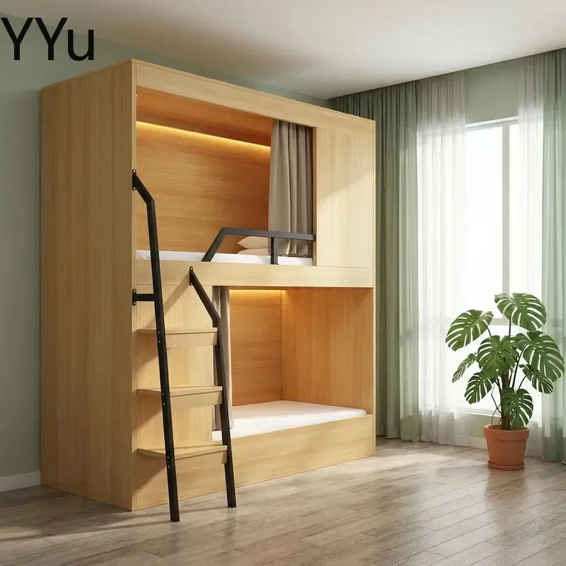 Space Capsule Bunk Bed for Youth Hostel Apartment Student Dormitory Esports Hotel Double Decker Bed with Privacy Curtain