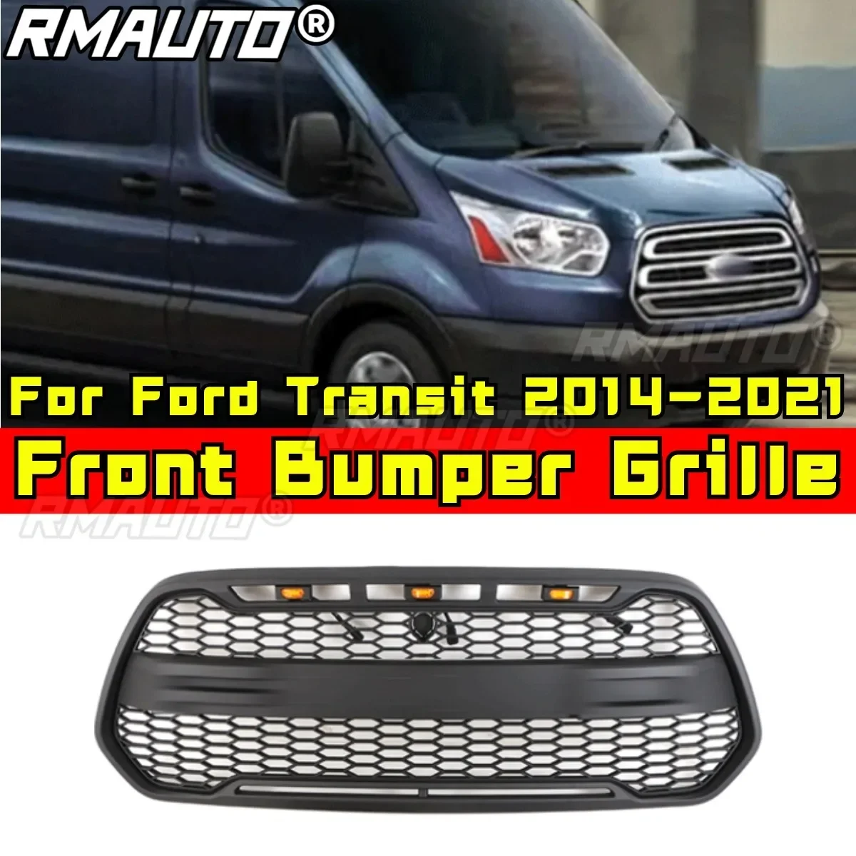 For Transit Bumper Grill Car Front Bumper Racing Grille Grillg Body Kit For Ford Transit 2014-2021 North America CUSTOM Edition