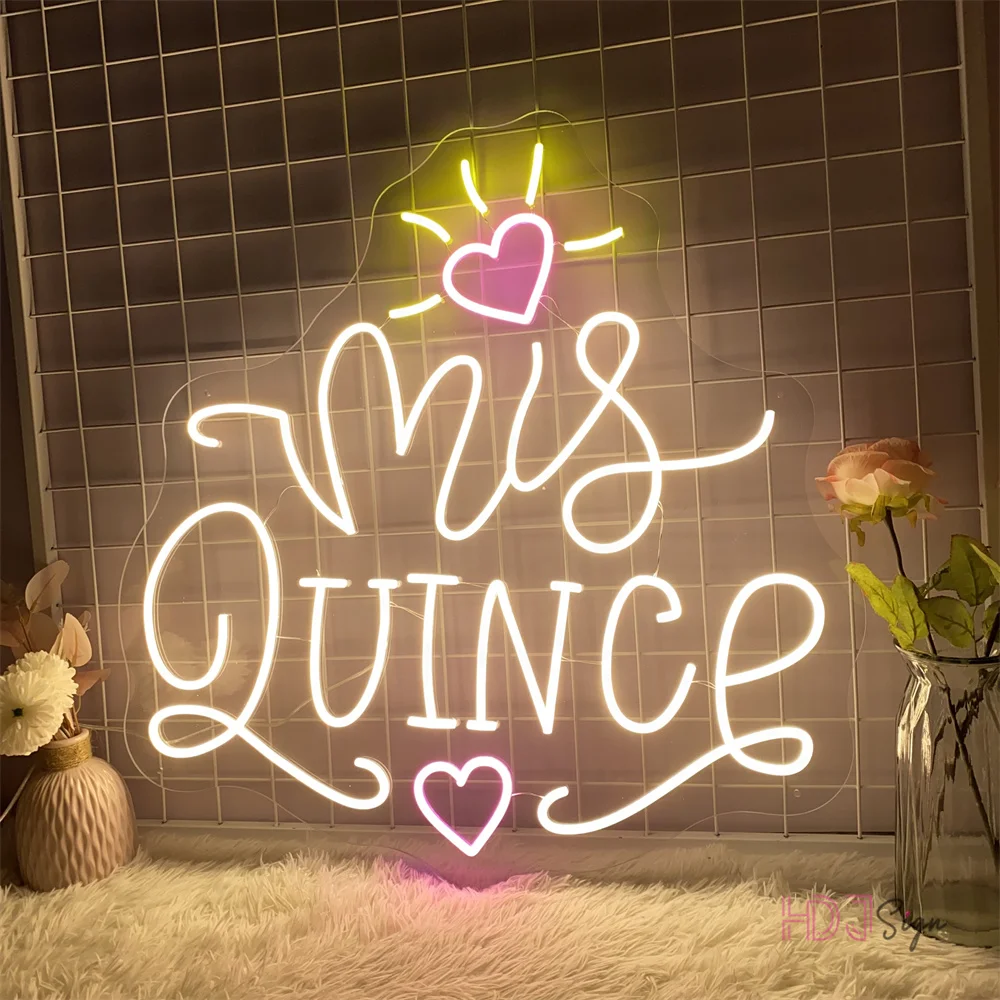 Imagem -02 - Mis Quince Neon Led Sinal Espanhol 15 Festa de Aniversário Decoração Luzes de Néon Usb Arte da Parede Decoração do Quarto Sinais Personalizar Presente Anos de Idade