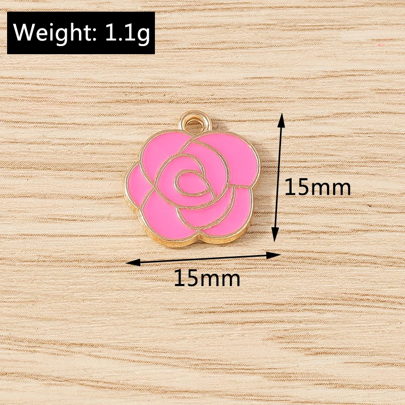 10 Stück gemischte, niedliche, bunte Emaille-Blumen-Anhänger für Ohrringe, Halsketten, Armbänder, DIY-Bastelarbeiten, Schmuckzubehör – Detail 9