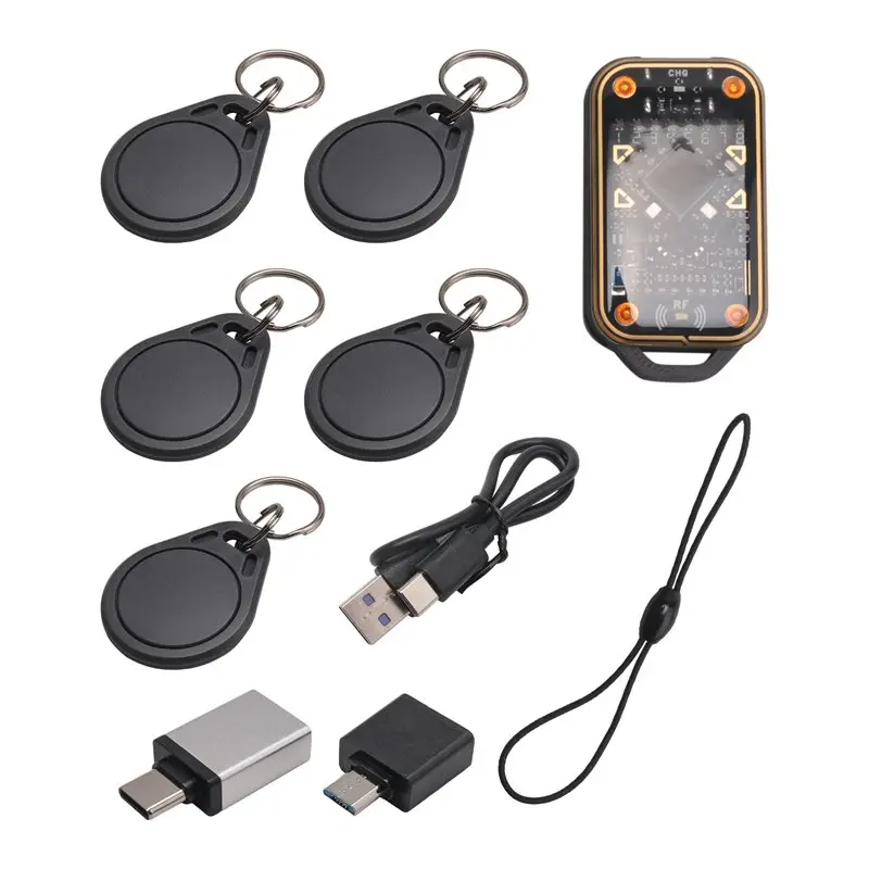 

Эмулятор смарт-карт ABZW Chameleon Ultra Upgrade RFID, считыватель чипов + 5 брелоков UID, декодер карт 125K/13.56M, дубликатор NFC