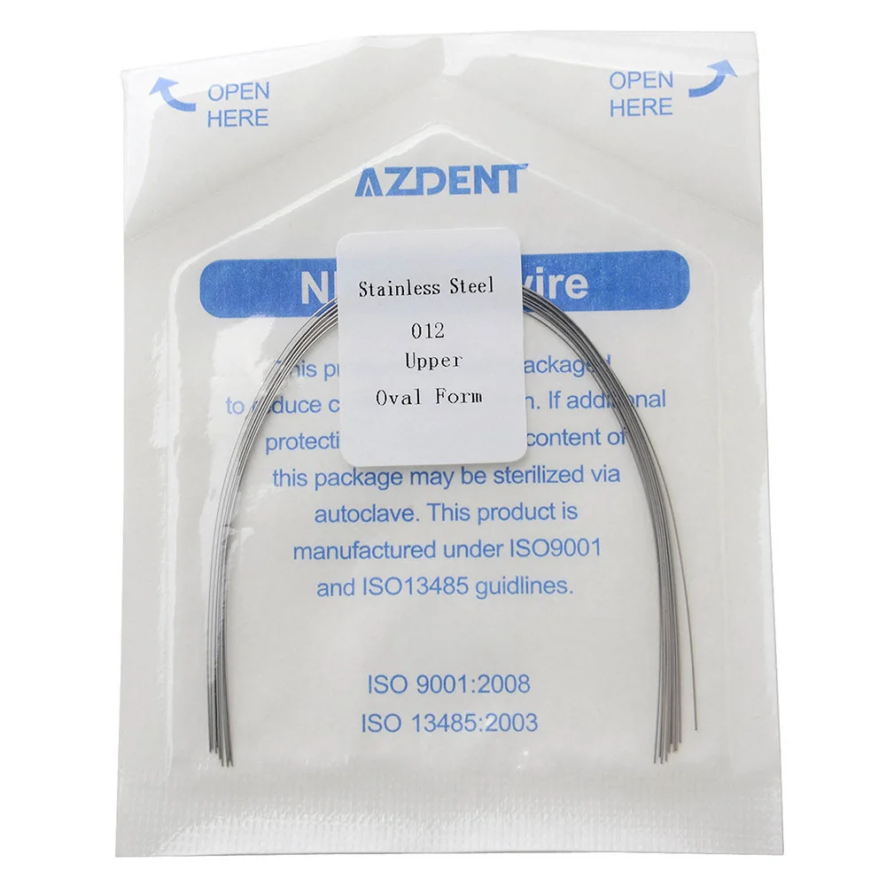 5Packs (10pcs/Pack)=50Pcs AZDENT Dental Stainless Steel Round Arch Wire Oval Form Dental Orthodontic Archwire Lower/Upper