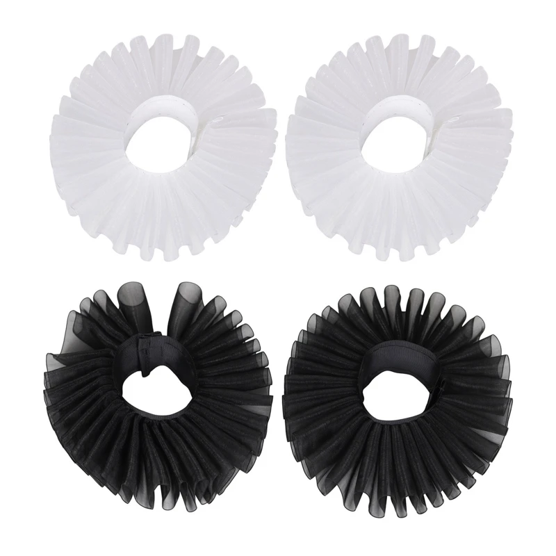 F42F Wrist Cuffs Ruffled Wrist Sleeves Costume Cosplay Clown Cuffs