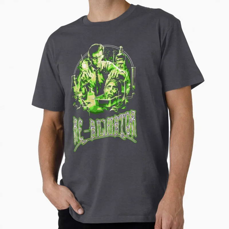 Hot Vintage Horror Movie 80s Re Animator 1985 Retro zombie Scary Halloween Gift T shirt for men Large size Tops printed clothes