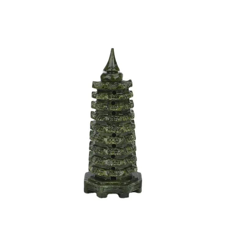 Jade esculpido artesanato Torre Wenchang de jade de safira natural, decoração Feng Shui