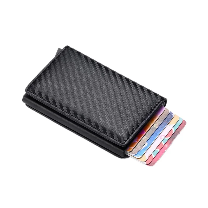 

Men Women Smart Wallet Pop Up Credit Bank Card Holder Rfid Aluminum Alloy Magic Trifold Wallet Leather Purse Business Card Case