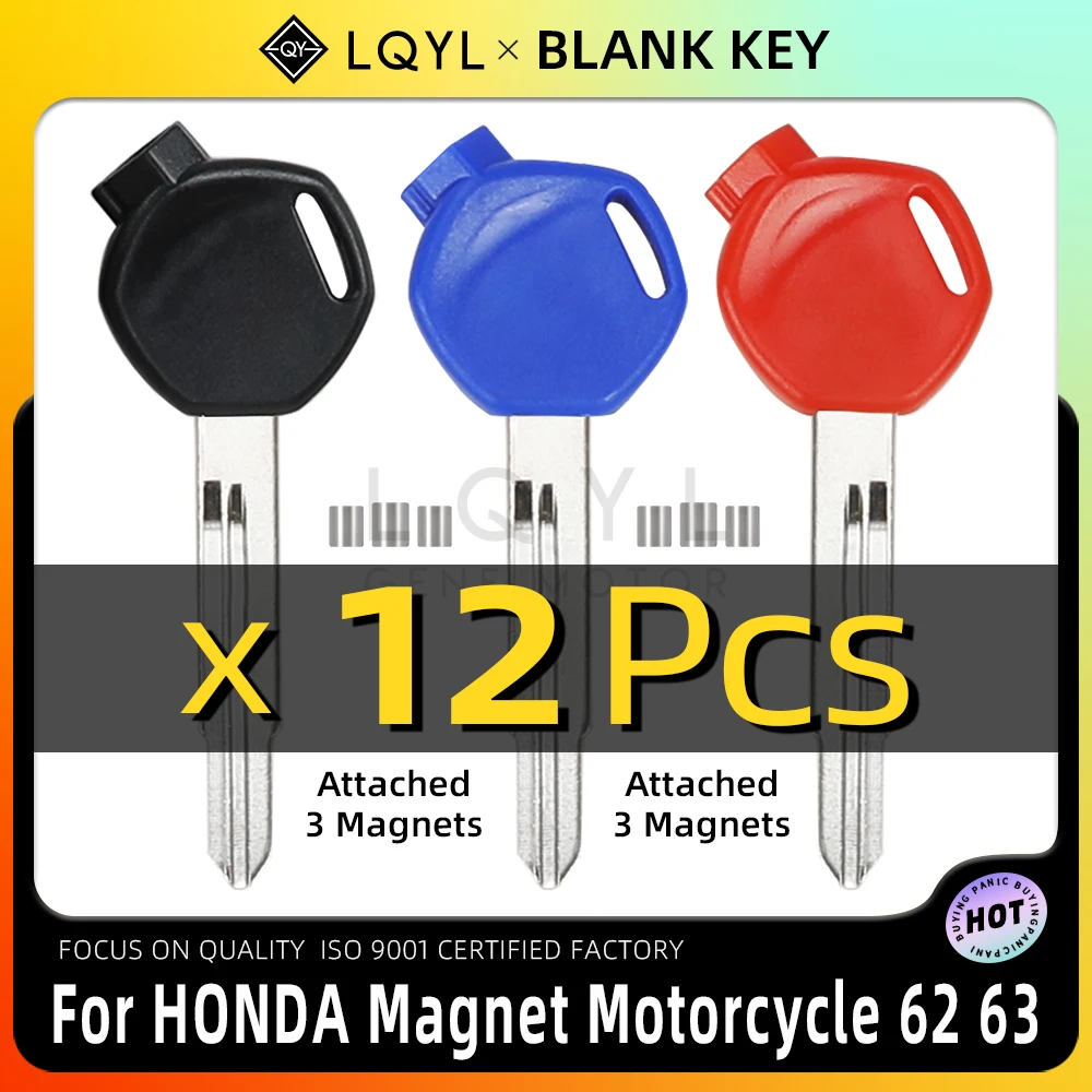 

LQYL 12 Pcs Blank Key Motorcycle Replace Uncut Keys For HONDA Magnet Motorcycle Anti-Theft Lock Keys DIO AF 61 62 63 TODAY 49cc
