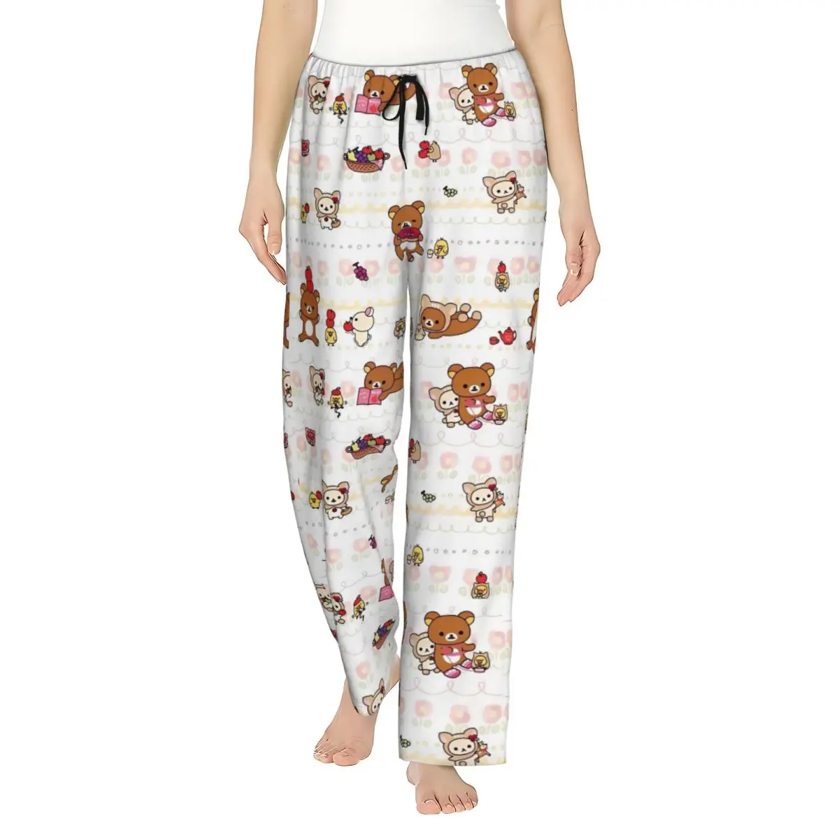 Ladies Pyjama Pants Funny Bear Cat Rilakkumas Lounge Pants Comfy Sleepwear Dorm