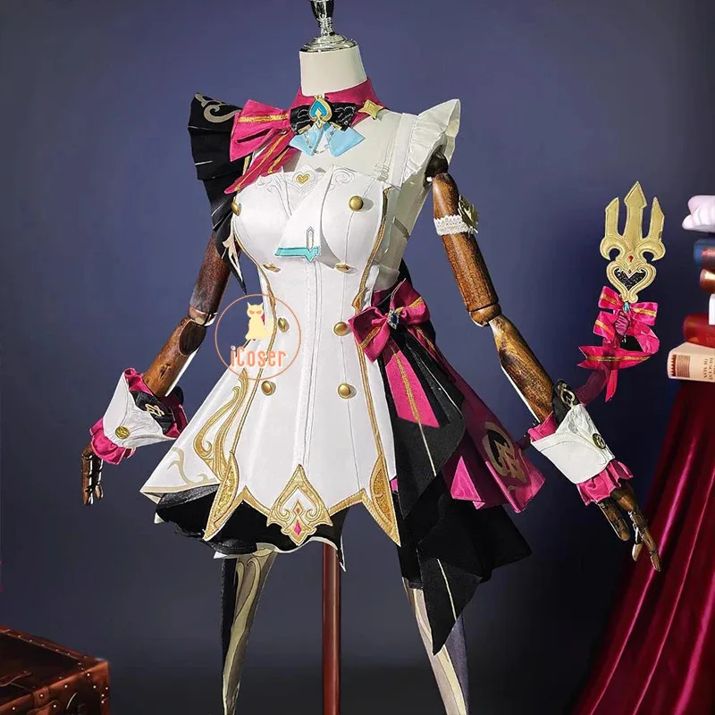 أزياء ICoser Genshin Impact Escoffier التأثيرية فستان شعر مستعار قبعة Ousia Fontaine التميز بطعم جيد لحفلات الهالوين للنساء