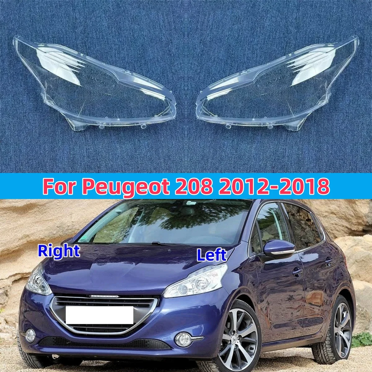 For Peugeot 208 2012 2013 2014 2015 2016 2017 2018 Accessory Cars Headlight Glass Replace The Original Lampshade