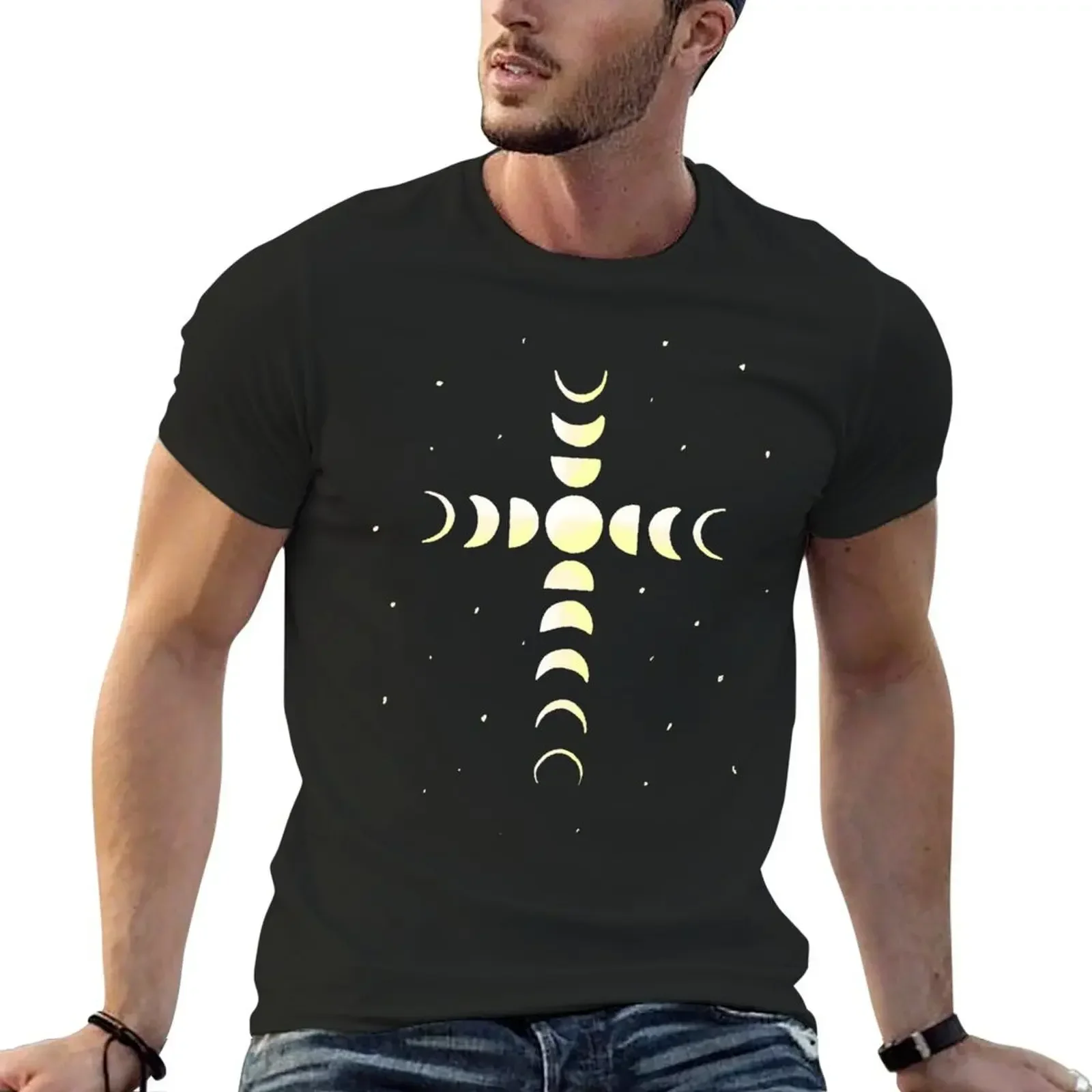 

moon phases cross T-Shirt anime stuff shirts graphic tee customs design your own oversized t shirts for men