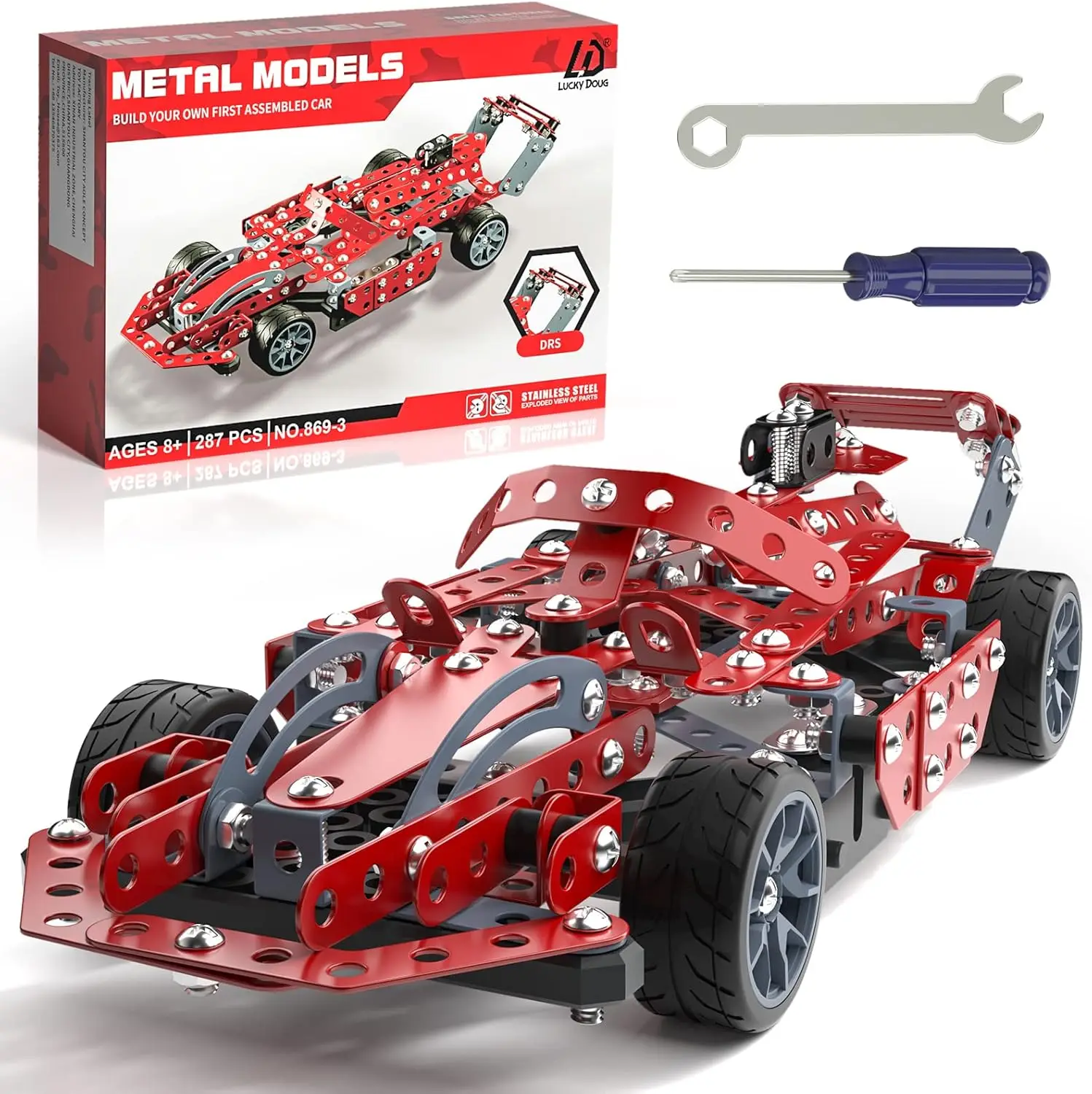 

STEM Building Kit Model Car Set for Kids Ages 8-12, Educational Assembly Vehicle Toy with Metal Parts