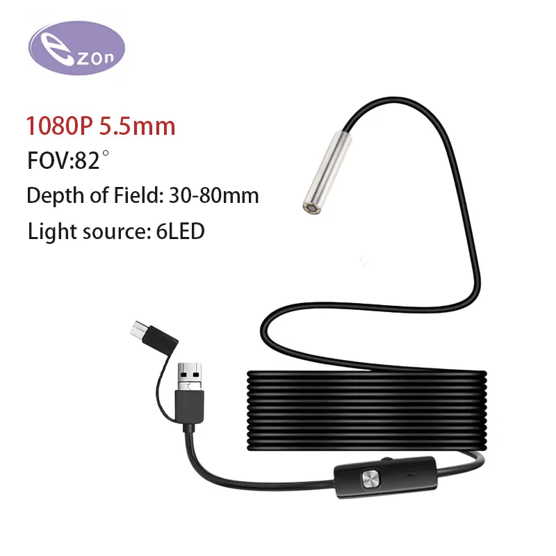  1080P 5.5mm Single Lens Endoscope Camera 3 in 1 Micro USB/Type-C Android   Inspection Camera Car Pipeline Borescope