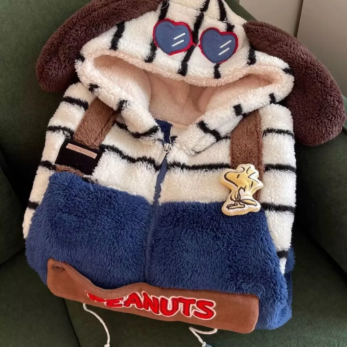 Женские пижамы-комбинезоны Artoon Snoopy, длинная полоска для девочек, большие размеры, утепленная теплая домашняя одежда для подростков и взрослых