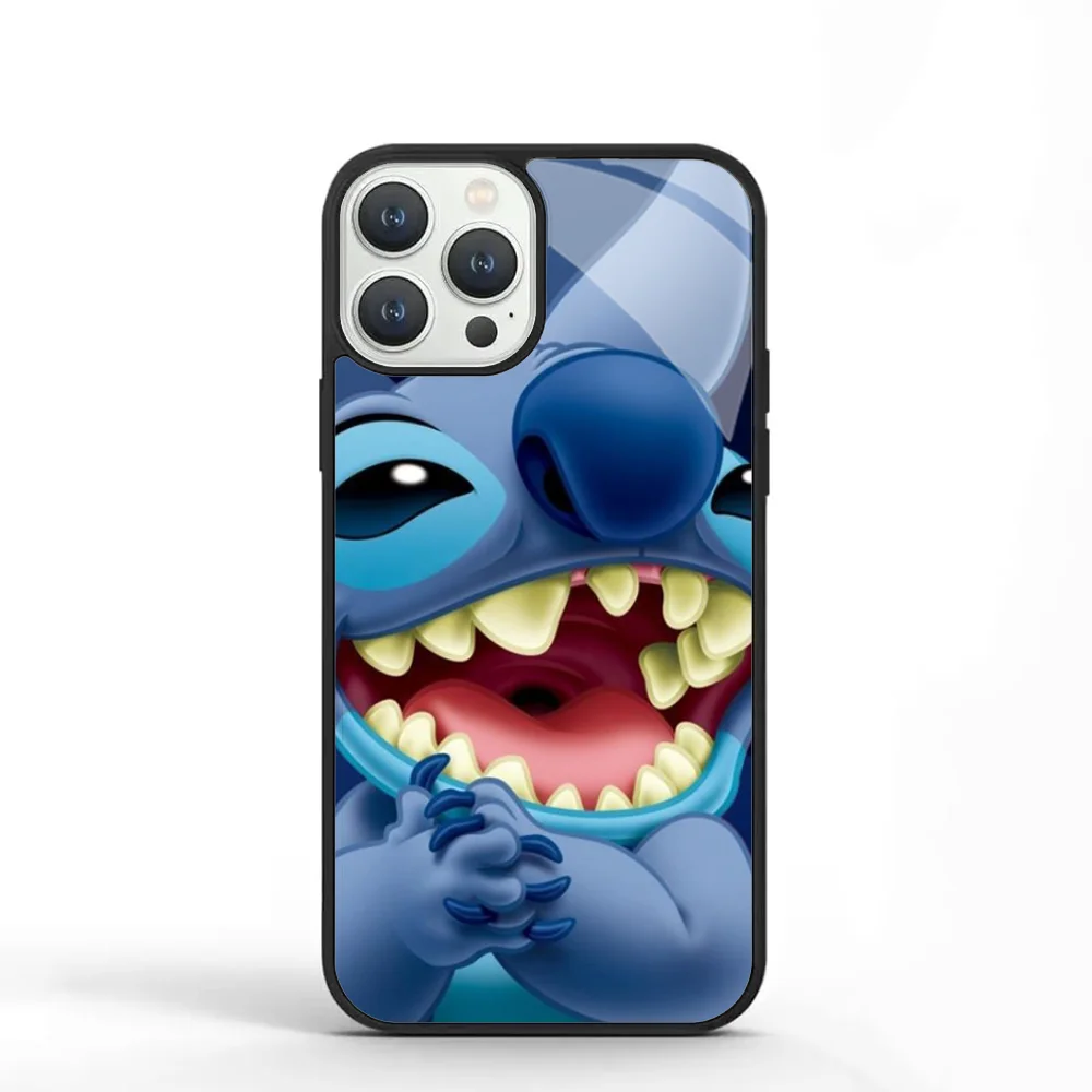 Cartoon S-StitchS Phone Case For IPhone 11 12 13 14 15 Plus Pro Max Mirror Acrylic PC TPU Cover