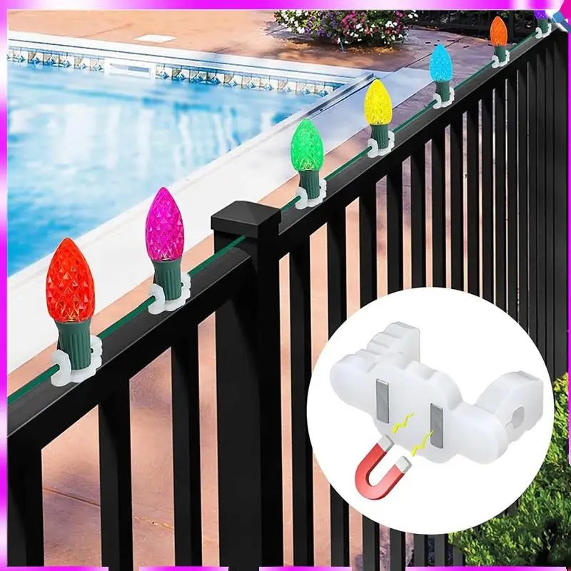 

N96R 20Pack Strong Magnetic Christmas Light Clips Roof For C9 Socket, Roof Outdoor Outside Xmas String Rope Siding Fence