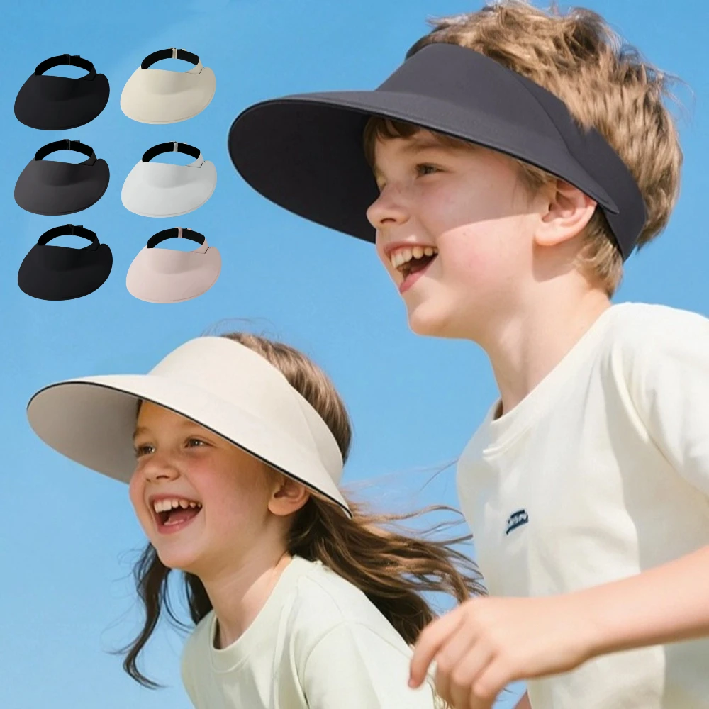 

Anti-UV Breathable Kids Sunshade Hat Quick-dry Soft Summer Kid Sunhat Solid Color Lightweight Foldable Empty Top Cap Summer
