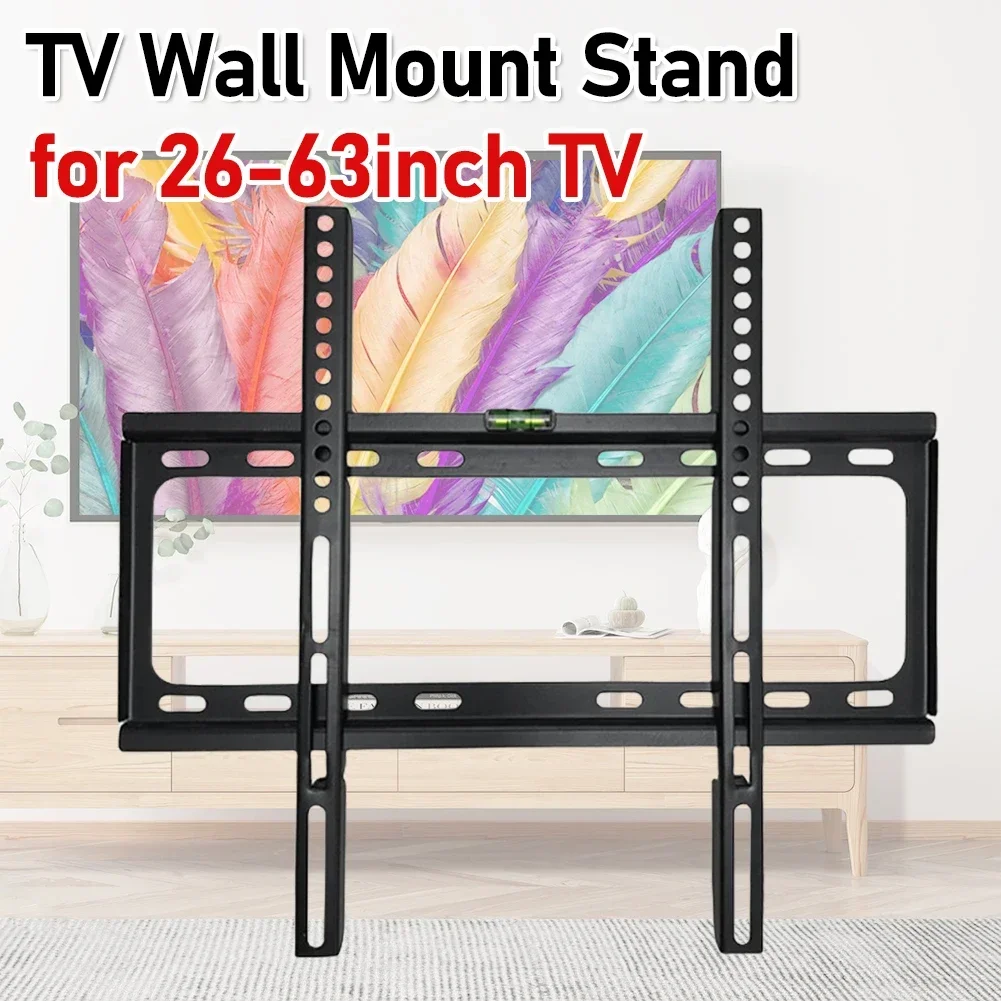 26-63inch TV Support Mount Adjustable Television Mounting Holder with Level Low Profile Flat TV Wall Mount for LCD LED Monitor