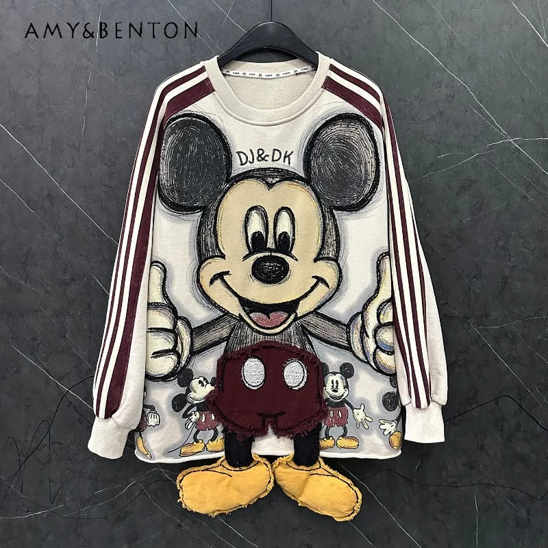 

Autumn Winter Heavy Industry New Cartoon 3D Cartoon O-Neck Sweatshirt Ladies Loose Casual Age-Reducing Sweet Style Top Hoodies