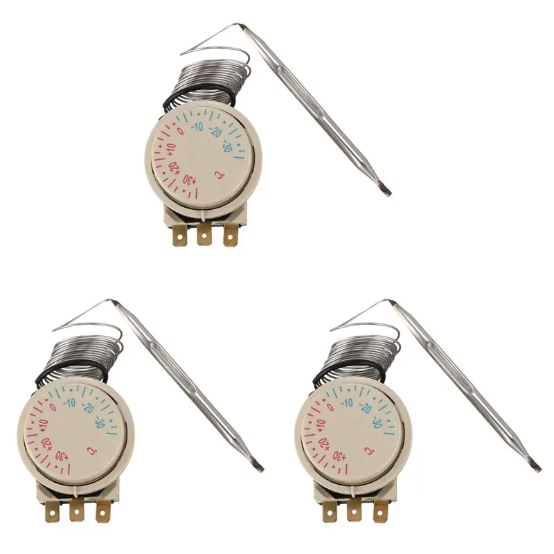 3X Freezer -30-+30℃ AC 250V 16A AC380V Temperature Capillary Thermostat