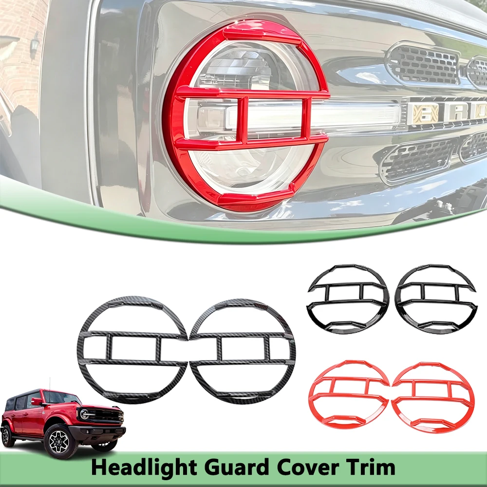 

Front Headlight Grille Guard Trim for Ford Bronco 2021-2026 Head Lamp Protective Cover Exterior Car Styling Modified Accessories