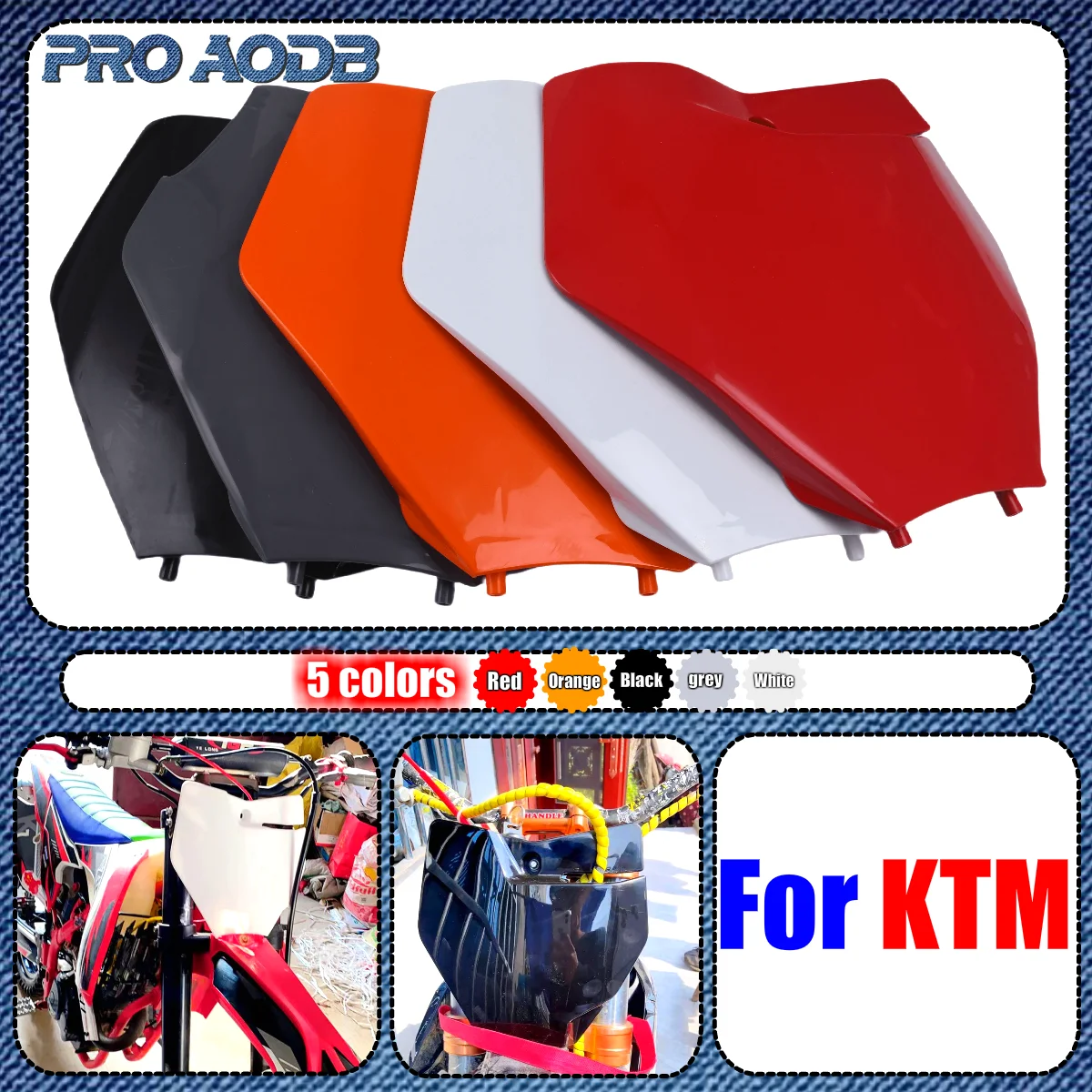 

Motorcycle Front Number Plate Plastic Cover Black White Orange For KTM EXC EXCF SX SXF XC XCF XCW XCFW 125-450 2016-2022 etc