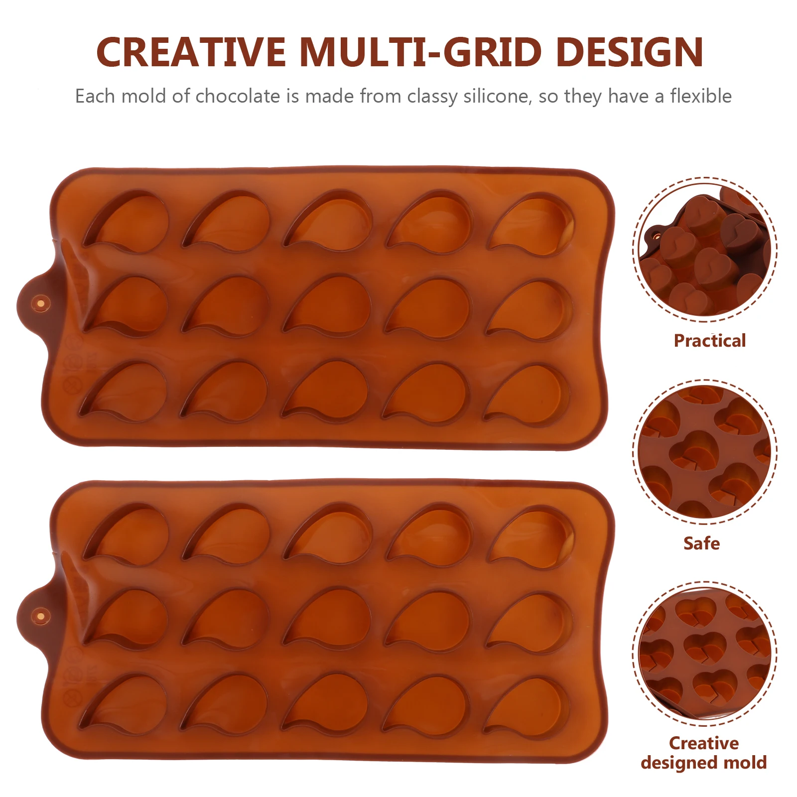 

2 Pcs Mold Chocolate Molds Tray Fudge Mousse Ice Making Dipping Sweets Mold Tool Sweets Pastry Cake Baking