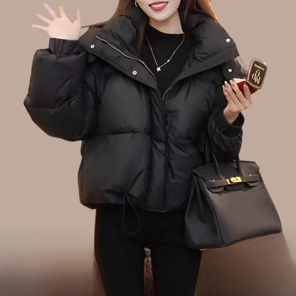 

Women's Cotton-Padded Jacket Short Bread Outwear Loose Hooded Warm Autumn Winter Fashion Trendy Thickeneded