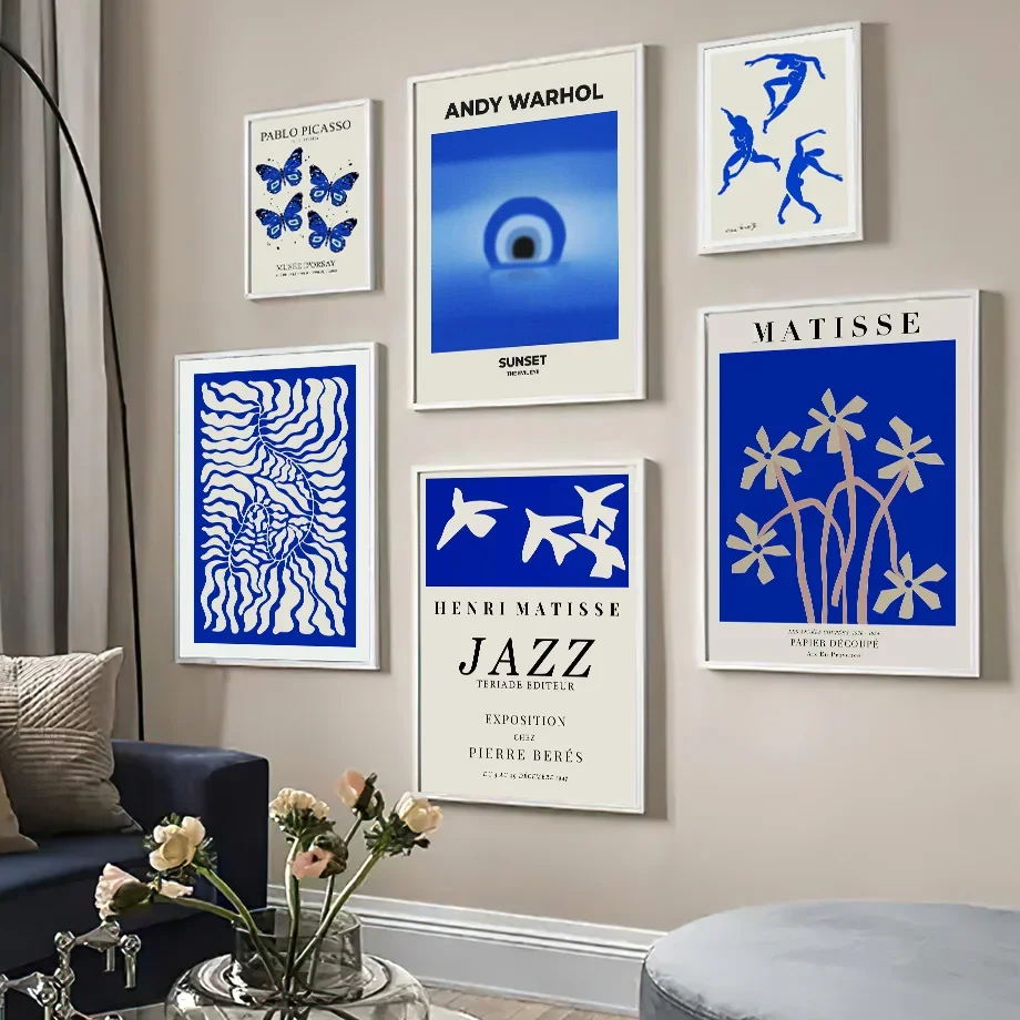 Matisse Andy Warhol Butterfly Botanical Canvas Painting Blue Bauhaus Wall Art Posters And Prints For Living Room Decor Pictur