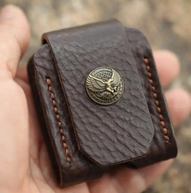 

Crazy horse Leather Cigarette Lighter Bag Metal Eagle Lighter Holder Pouch Box With Belt Loop For 95% Normal Size Lighter Case