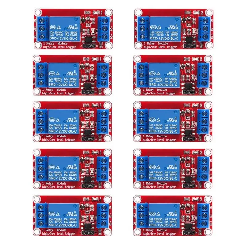 Super Deal -50Pcs Relay Module DC 12V Relay Board 1 Channel With Optocoupler Isolation Support High Or Low Level