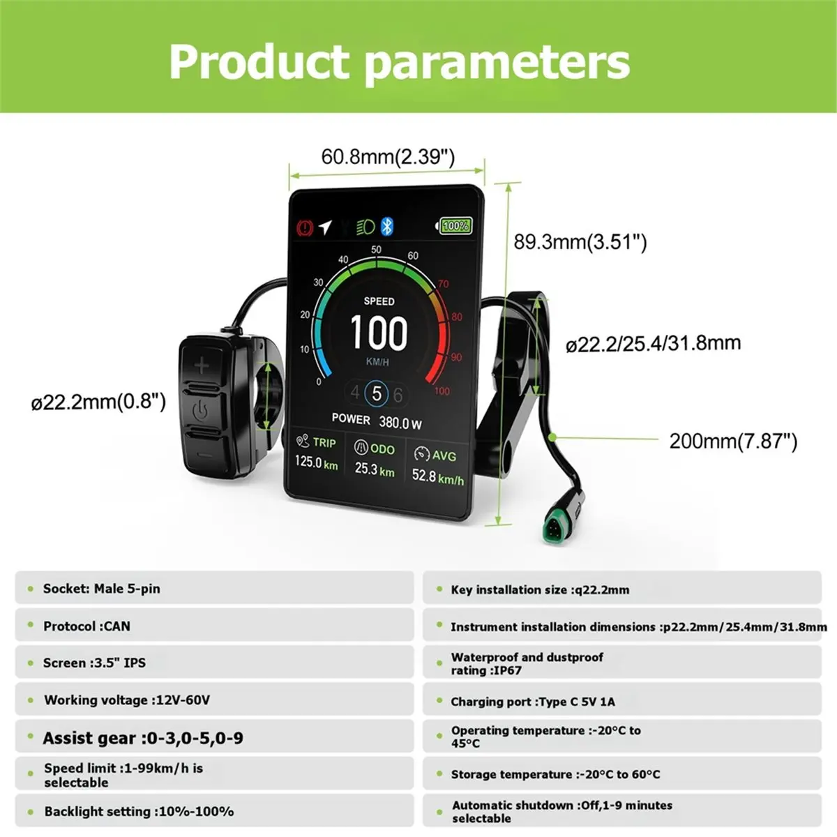 618 Mega Sale Ebike Display VD04 Bluetooth Display for Tongsheng 5Pin Waterproof E-Bike Control Panel Ebike Parts UART Protocol