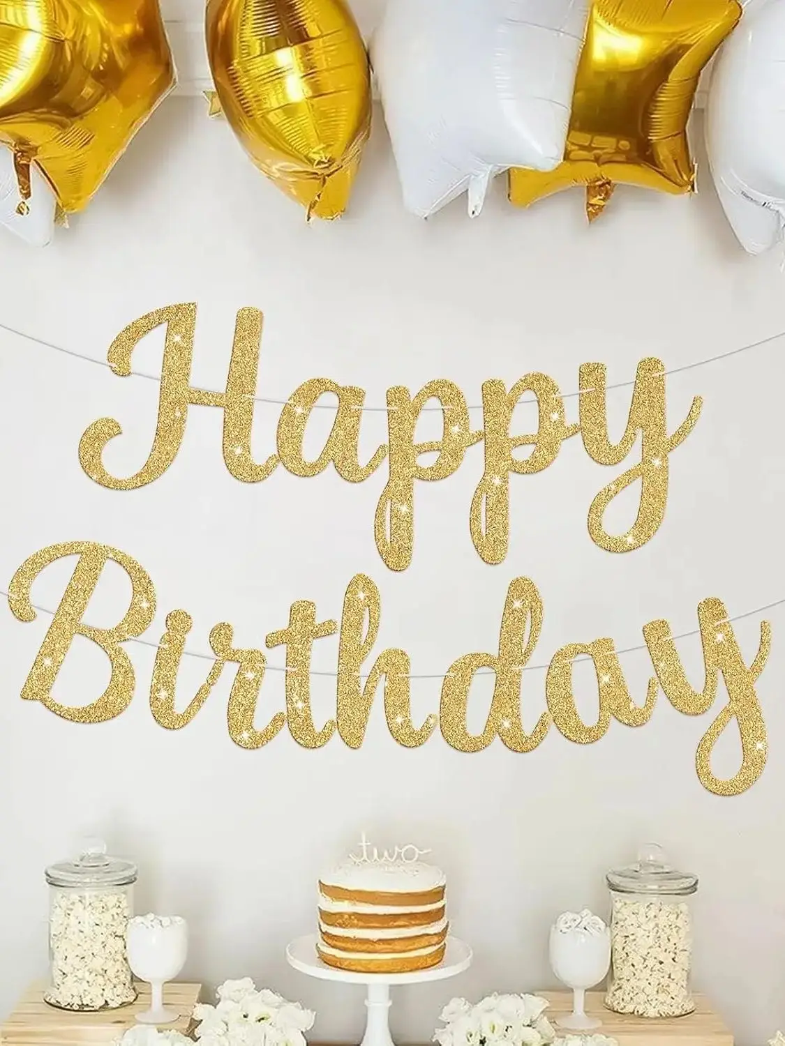 Glitzerndes Banner-Schild „Happy Birthday“, Geburtstagsgirlande, Wandtür, Banner, Flagge für Damen, Herren, Jungen, Mädchen, Party-Hintergrunddekorationen – Detail 7