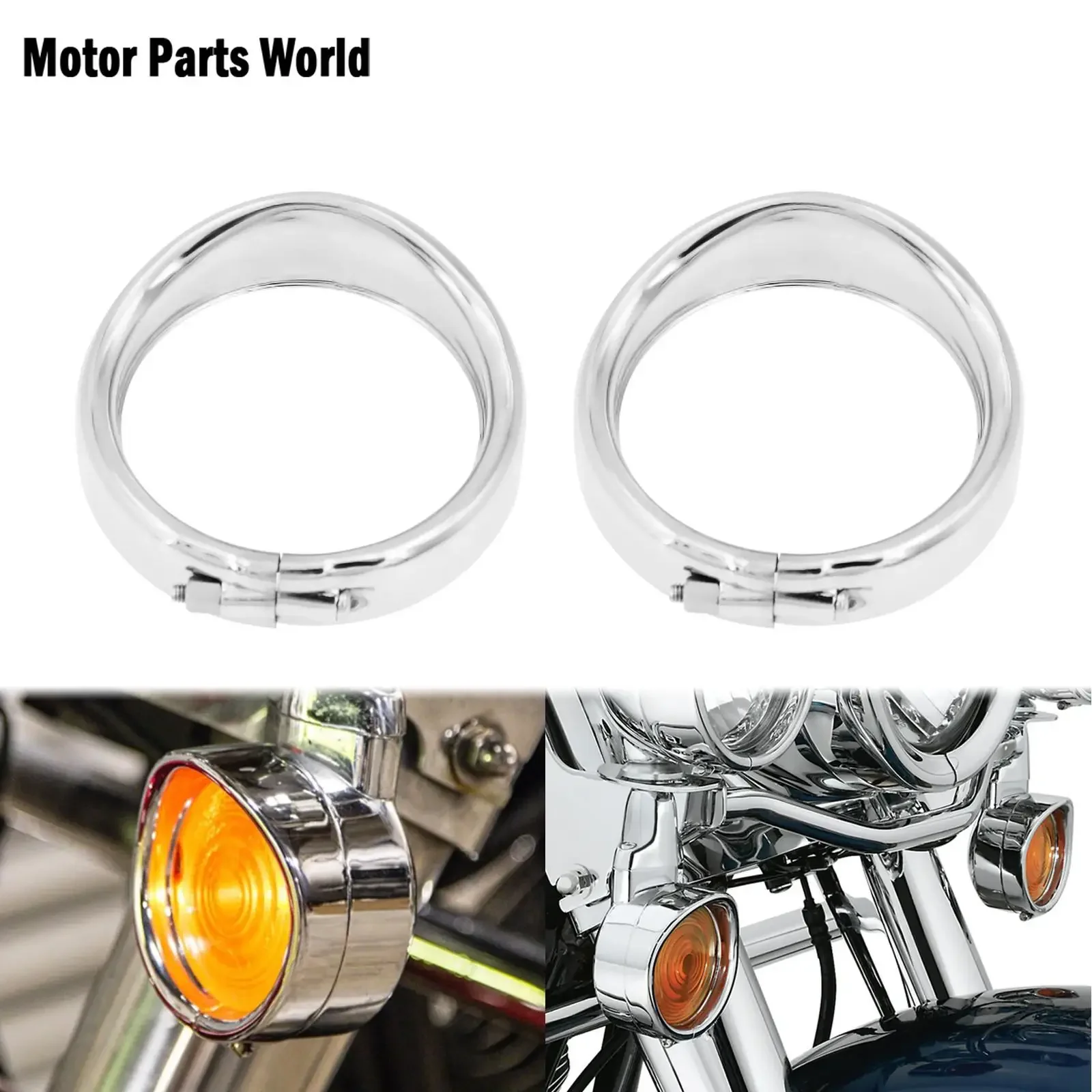 2 szt. Chromowany motocykl w stylu wizjera kierunkowskaz pierścień wykończeniowy dla Harley Heritage Softail Touring Road King FLHR FLHRC FLSTC