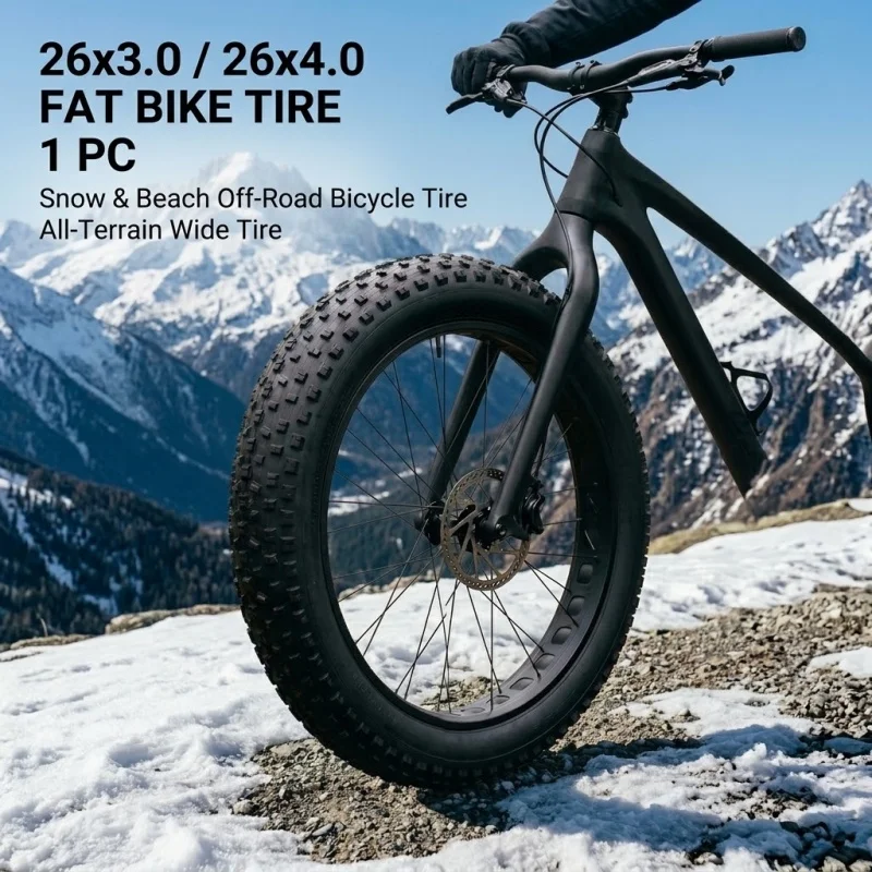 1PC 26x4.0 26x3.0 Fat Tire Anti-Slip Wide Snow Bike Tyre Off-Road Beach Cruiser Mountain Bicycle Tyres Replacement Cycling Part