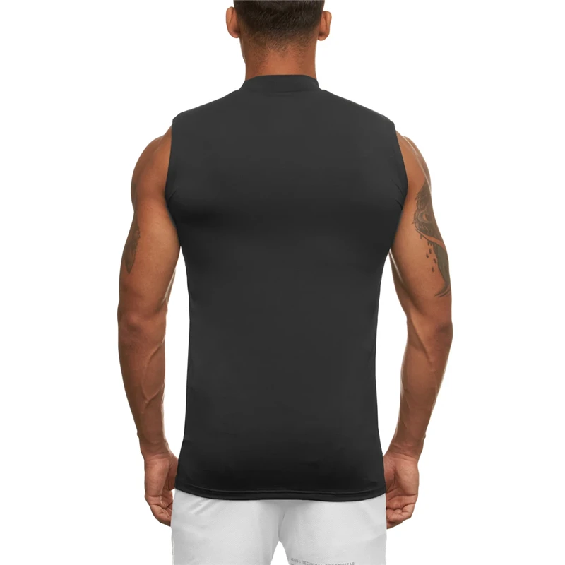 Compression Sleeveless Shirt Gym Vest Mens Workout Tank Top Bodybuilding Tight Fitness Clothing Mens Sports Muscle Tees Tops