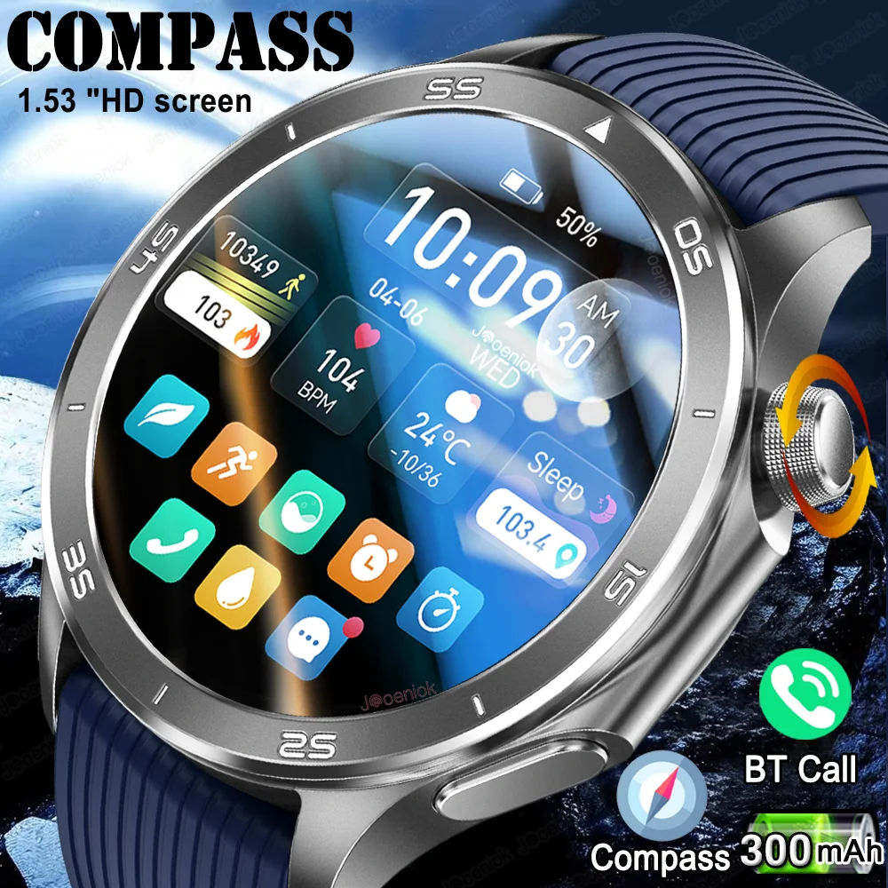 Neue X2 Smartwatch für Herren, GPS, Sport, IP68 wasserdicht, Kompass, mehrfache Gesundheitsüberwachung, Bluetooth-Anruf, Smartwatches für Android und iOS