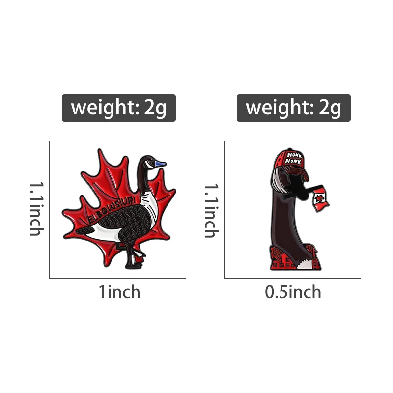 Canada Maple Duck Enamel Pins Cute Maple Leaf Duck Elbows Up Honk Honk Brooches Lapel Badge Backpack Jewelry Gift for Friends